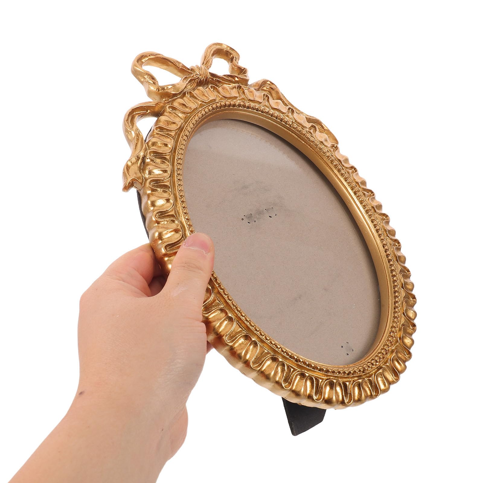 VALICLUD 2 Stück Ovaler Bilderrahmen aus Kunstharz mit Europäischem Vintage Design Leichter und Robuster Fotorahmen für Wandkunst und Festliche Dekoration in Gold