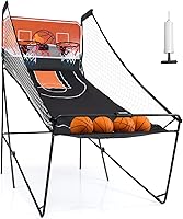 Vista 7 de Giantex Juego de Arcade de Baloncesto Plegable, 8 Opciones de Juego, Juego Electrónico de Tiro Doble para 2 Jugadores con 4 Bolas y Sistema