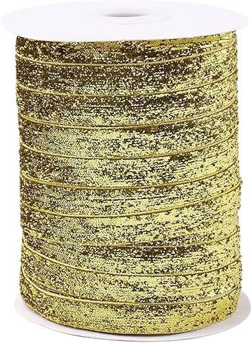 CABODYALS Ruban de Velours Pailleté Doré 45.72 m 9.5mm Paillettes Métalliques Br