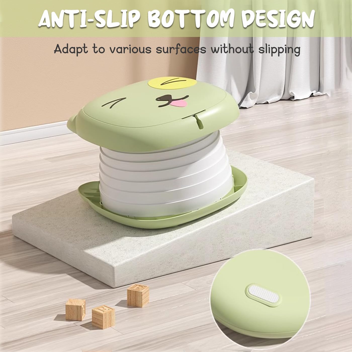 KAMHBE Travel Potty 3-in-1 Portable Potty for Toddlers Foldable Training Toilet Seat Kids Carry Potty Chair for Car Camping Indoor Outdoor Bathroom - (Green) 2