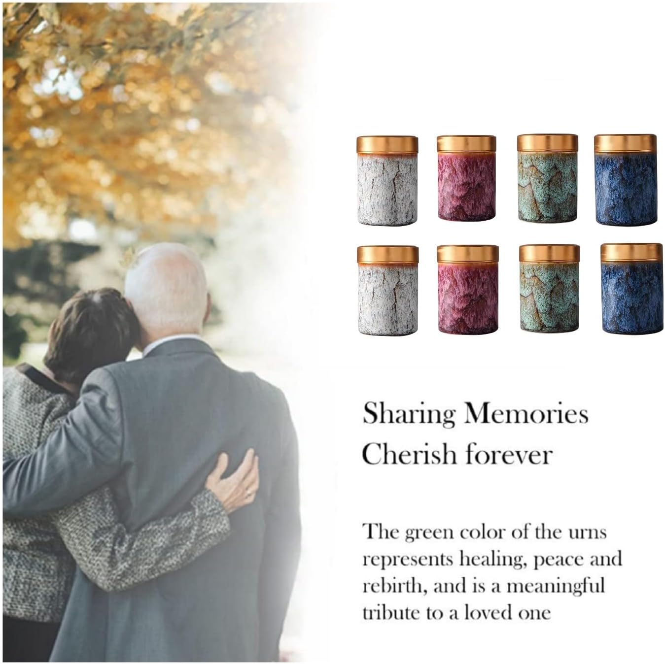 Small Mini Urns 8 Piece -Ceramic Metal Screw lid Keepsake 2.5 inches Urns Set of 8， Funeral Memorial Urn Hold 3.5 Cubic inches for Human Ashes, and Pet
