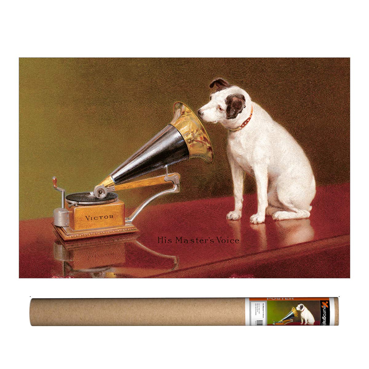 EuroGraphics His Master's Voice Ad Poster, 36 x 24 inch