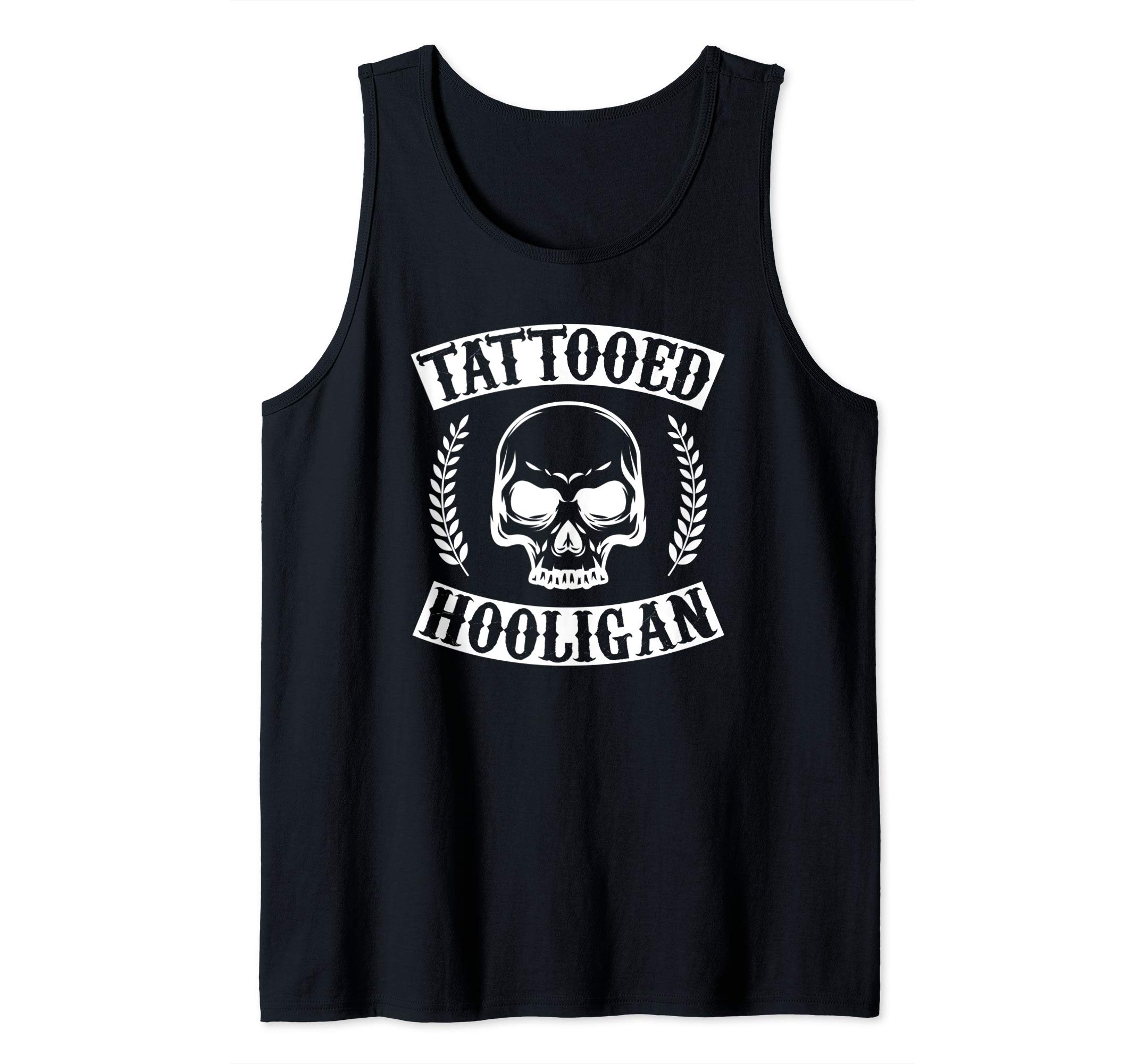 Black Tribal Tattoo Tattooed Hooligan Hardcore DadTattooed Hooligan Black Tribal Tattoo Skull Biker Style Tank Top