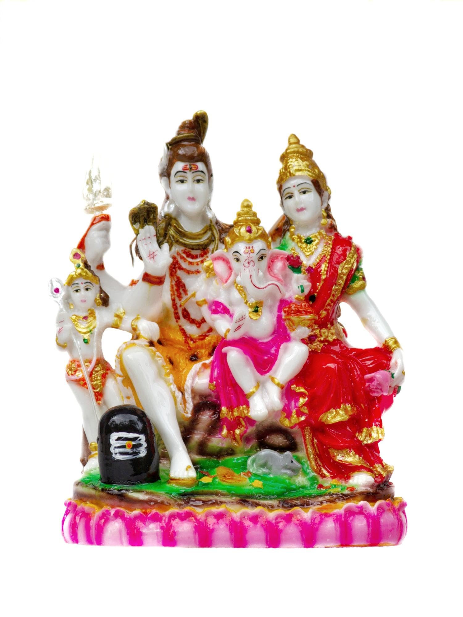 ArteHouseMarble Dust Resin Shiva Parivar Idol,15 cm, 475 gm, Multicolor