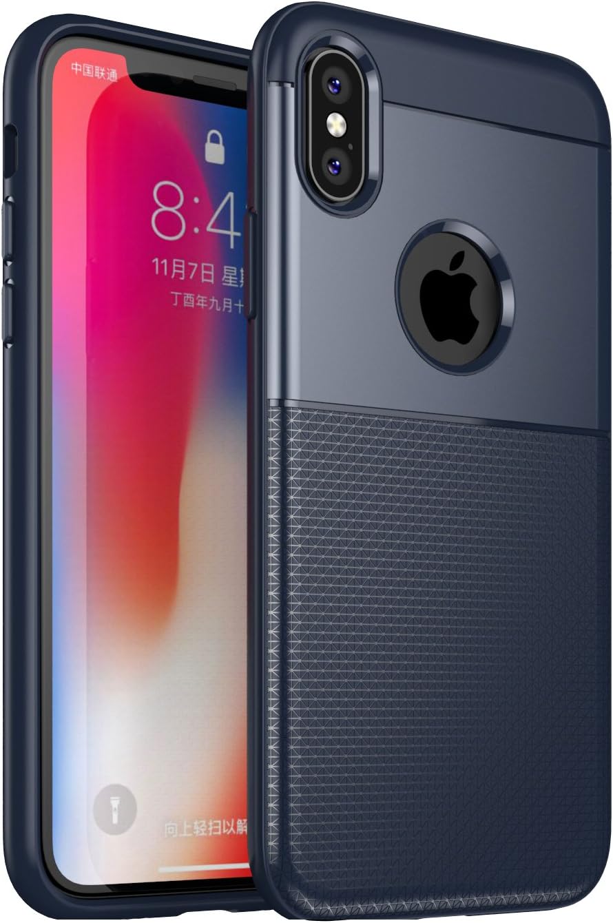 Laudtec Apple iPhone X Case, PC TPU 2 in 1 Hybrid Back Cover for iPhone X 10 Mobile Case Cell Phone Case for Apple iPhone X - Navy Blue
