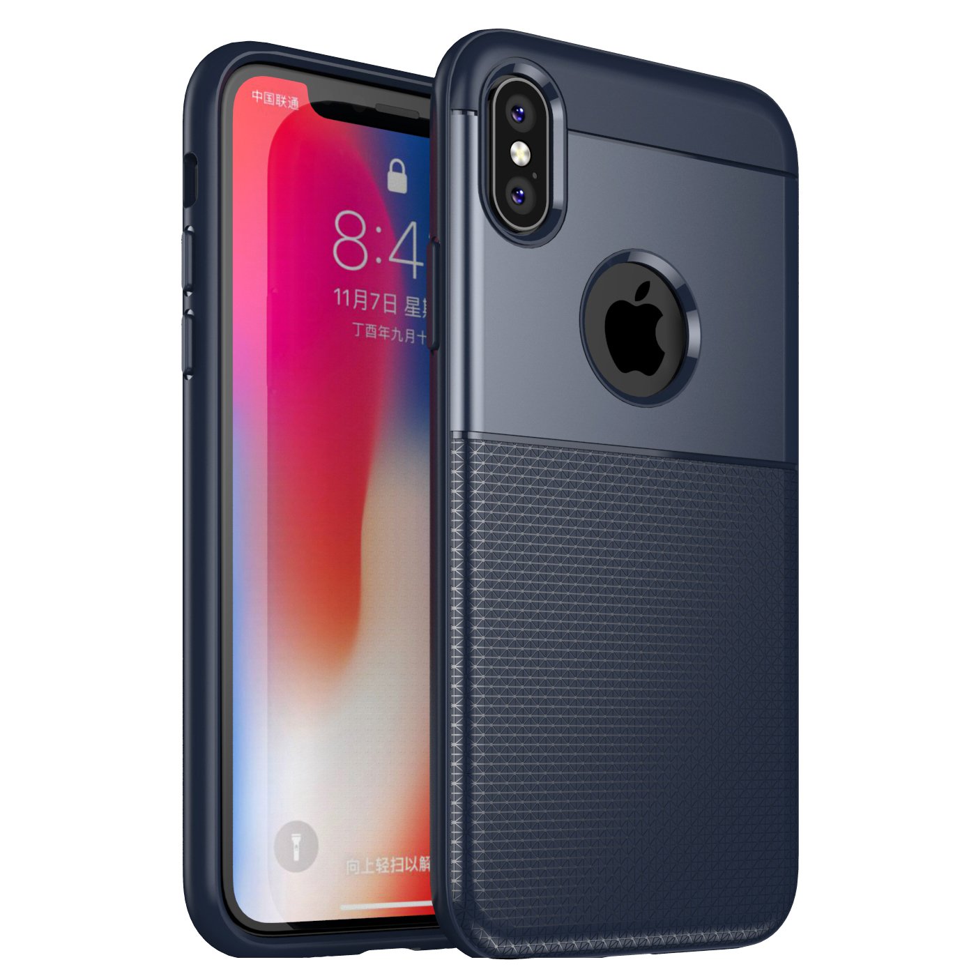 Laudtec Apple iPhone X Case, PC TPU 2 in 1 Hybrid Back Cover for iPhone X 10 Mobile Case Cell Phone Case for Apple iPhone X - Navy Blue