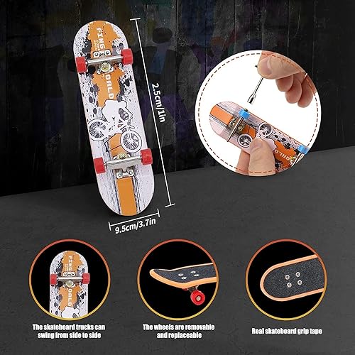 Miniatura 7 de HMEEN Juego de rampas para patinetas de dedos, 6 en 1, con 6 rampas, rampa de media tubería para diapasones para niños y adultos, accesorios de