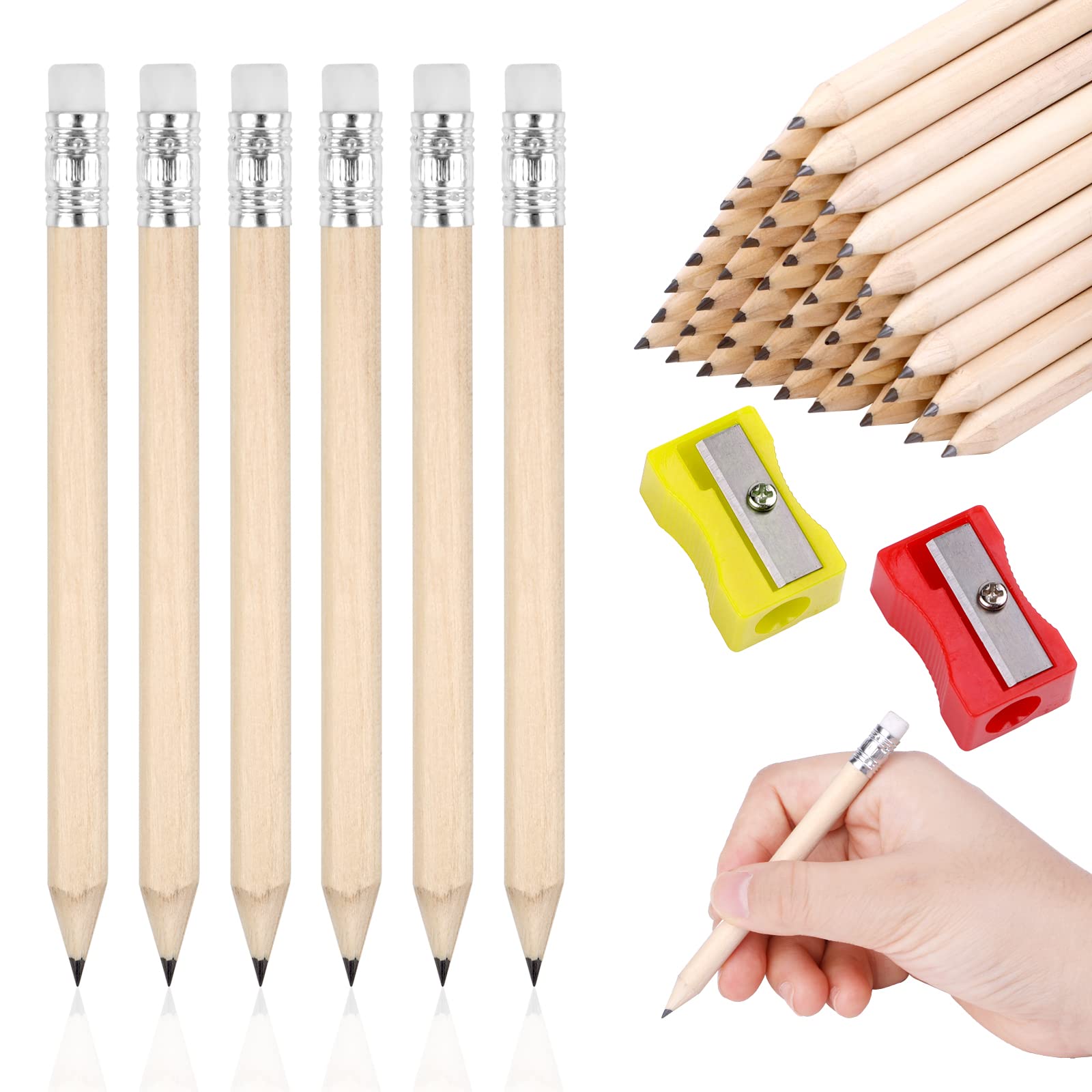 Mini Matite Hopton Da Golf Con Gomma – 50 Pezzi HB In Legno + 2 Temperamatite, Ideali Per Scuola E Segnapunti - 2