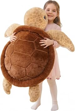 IKASA Giant Sea Turtle Stuffed Animal Plush Toy,Big Large Jumbo Soft Toys,30" Cute Huge Size Fat Fluffy Plushy Plushie,Gifts for KidsBrown