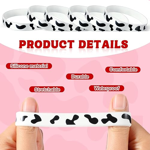 Miniatura 4 de Sasylvia 144 piezas de recuerdos de fiesta de vaca incluyen 36 juegos de llaveros de vaca con etiquetas de papel kraft de agradecimiento, pulseras