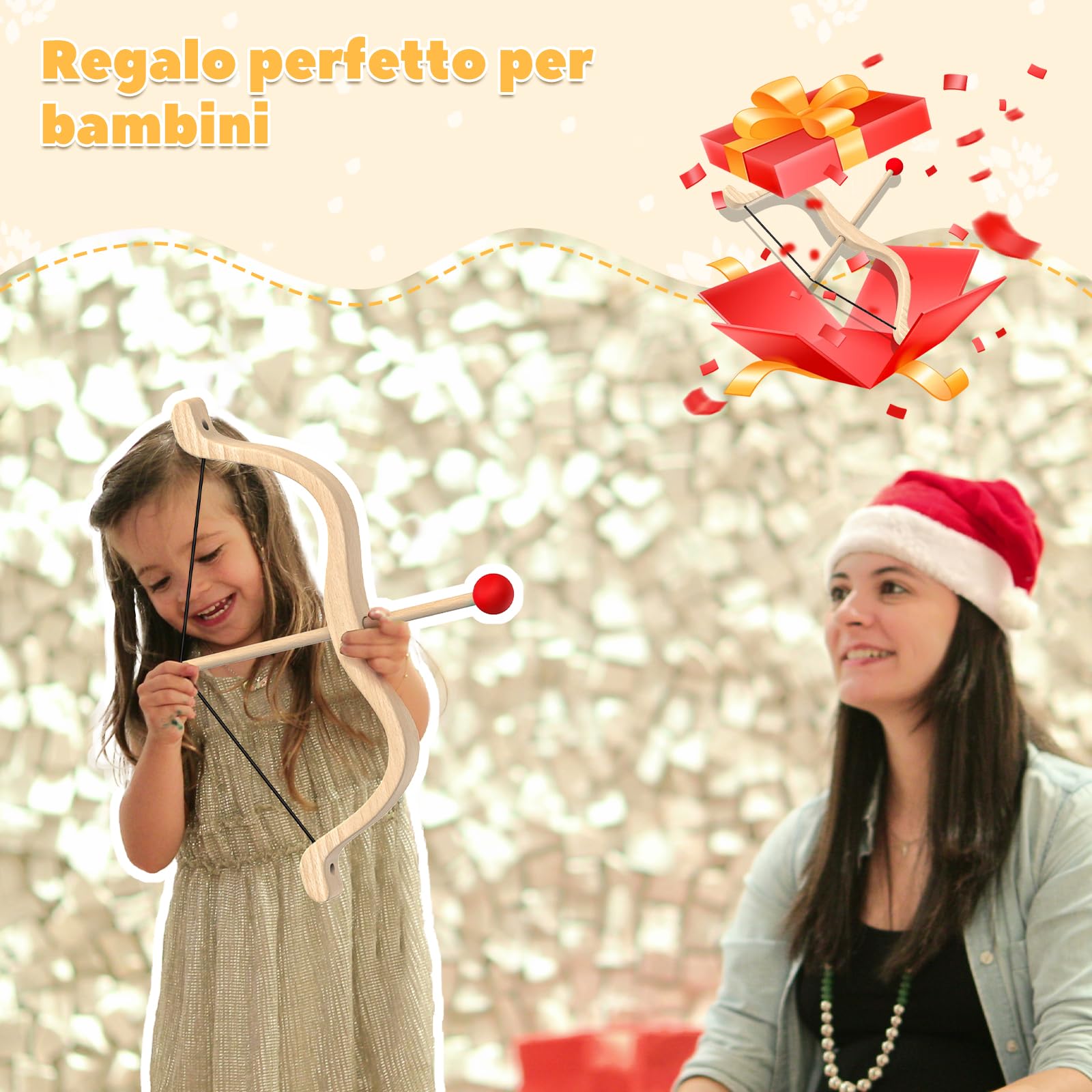 Set di Tiro con l'Arco in Legno per Bambini con 3 Frecce, 3 Bersagli e Faretra