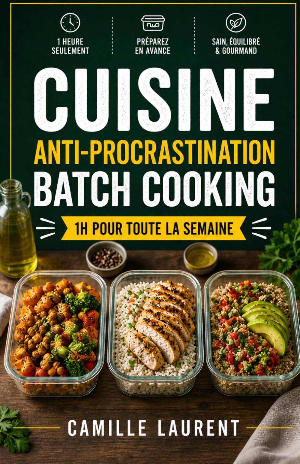 Cuisine Anti-Procrastination — Batch Cooking 1h : 60 recettes faciles pour préparer toute la semaine: Menus prêts d’avance, repas équilibrés, astuces ... organisation simple pour cuisiner sans stress