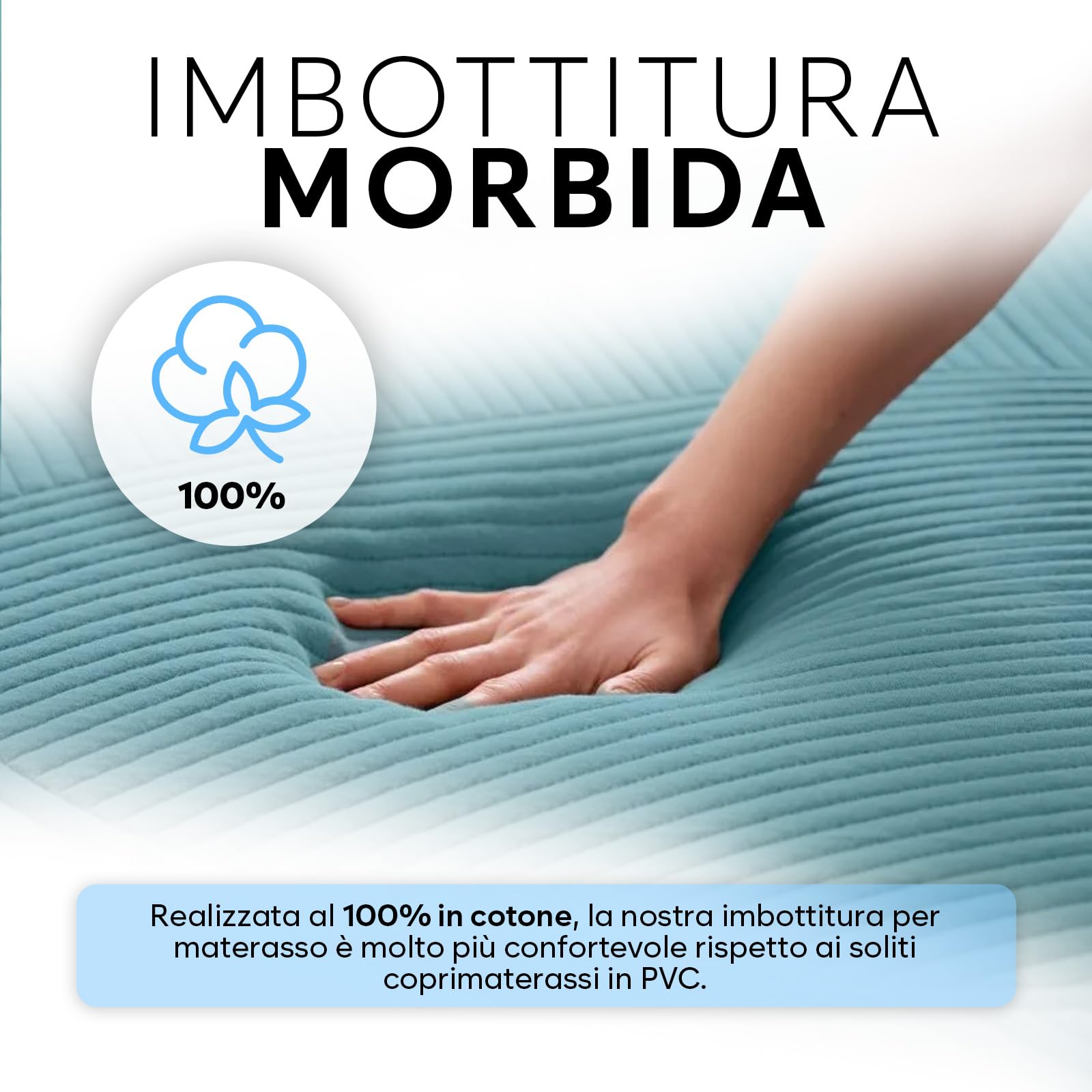Adamson B10 - Sistema di Raffreddamento per Letto - TWIN 75" x 39" - Materasso Rinfrescante 100% Cotone per Sudorazioni Notturne - Topper Refrigerato per Chi Soffre il Caldo - Garanzia 5 Anni - Aqua