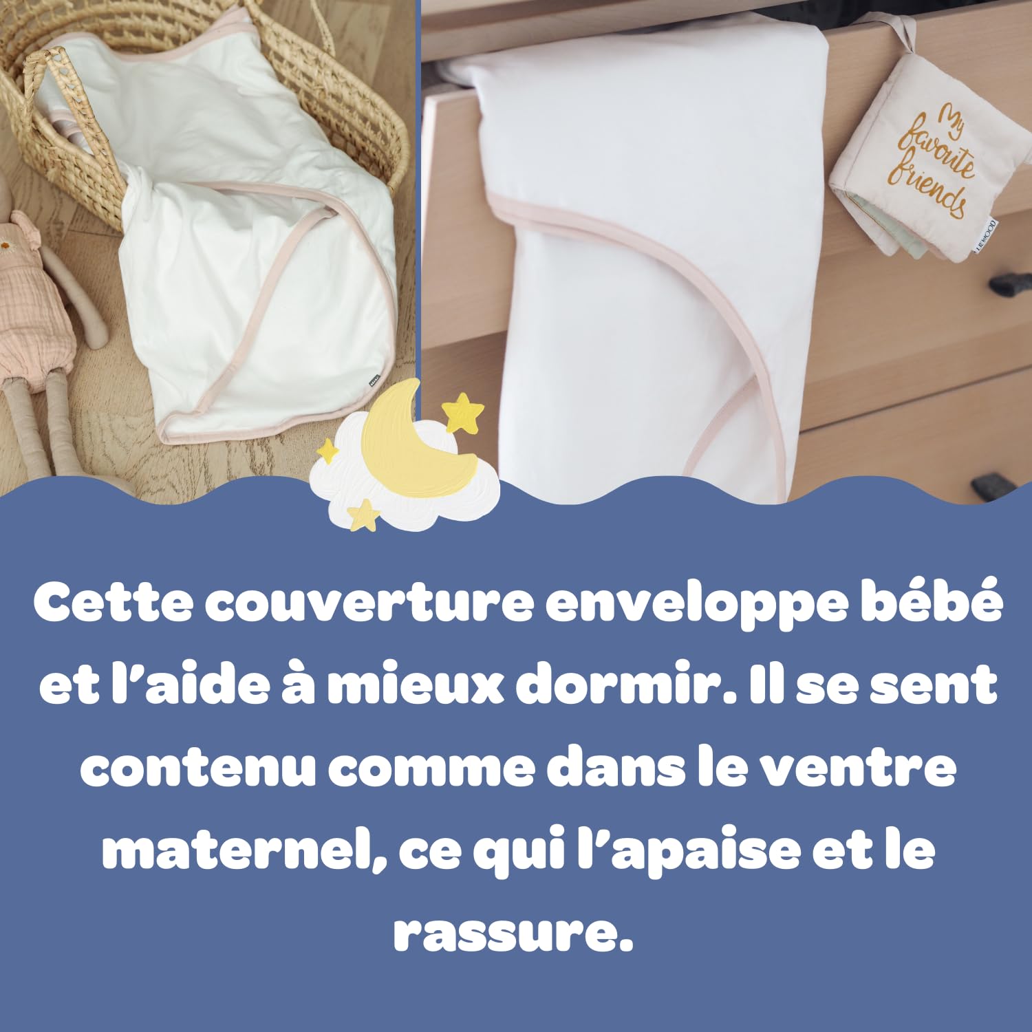 Béaba/RED CASTLE, Couverture bébé/naissance/d'Emmaillotage, 100% coton, Apaise bébé, Possibilité Gigoteuse d'emmaillotage, Miracle, 0-3 mois, Blanc et Beige