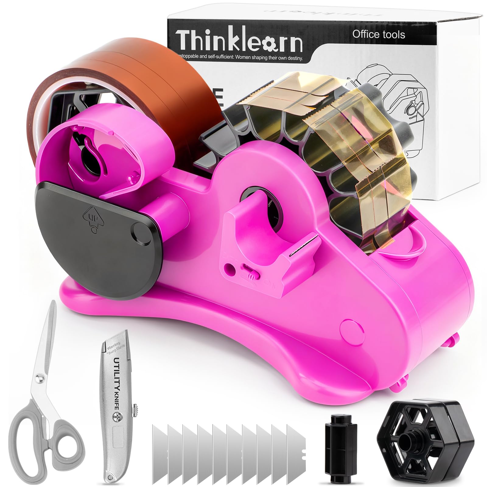 THINKLEARN Distributeur de ruban adhésif thermique par sublimation – Distributeur de ruban adhésif à transfert thermique avec noyau de 2,5 cm et 7,6 cm, pièces prédécoupées de 3,6 cm, distributeur de
