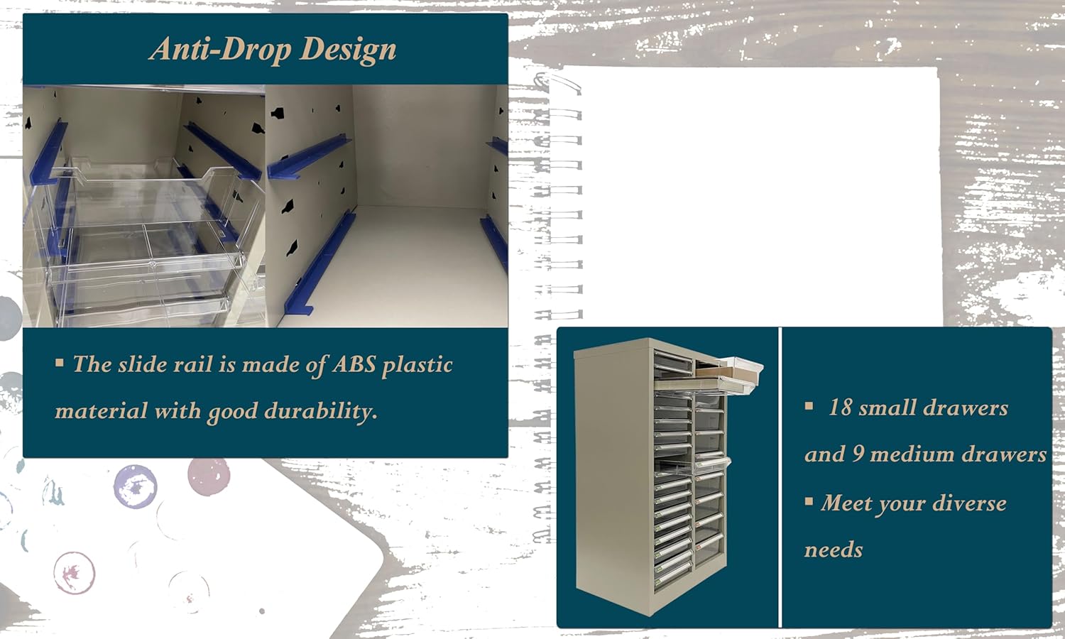 File Cabinet Parts Cabinet Plastic Drawer Storage with 9 Medium and 18 Small Clear Drawers Combination for Documents Makeup Nail Salons Offices Bolts Nuts Legos Beads Lateral