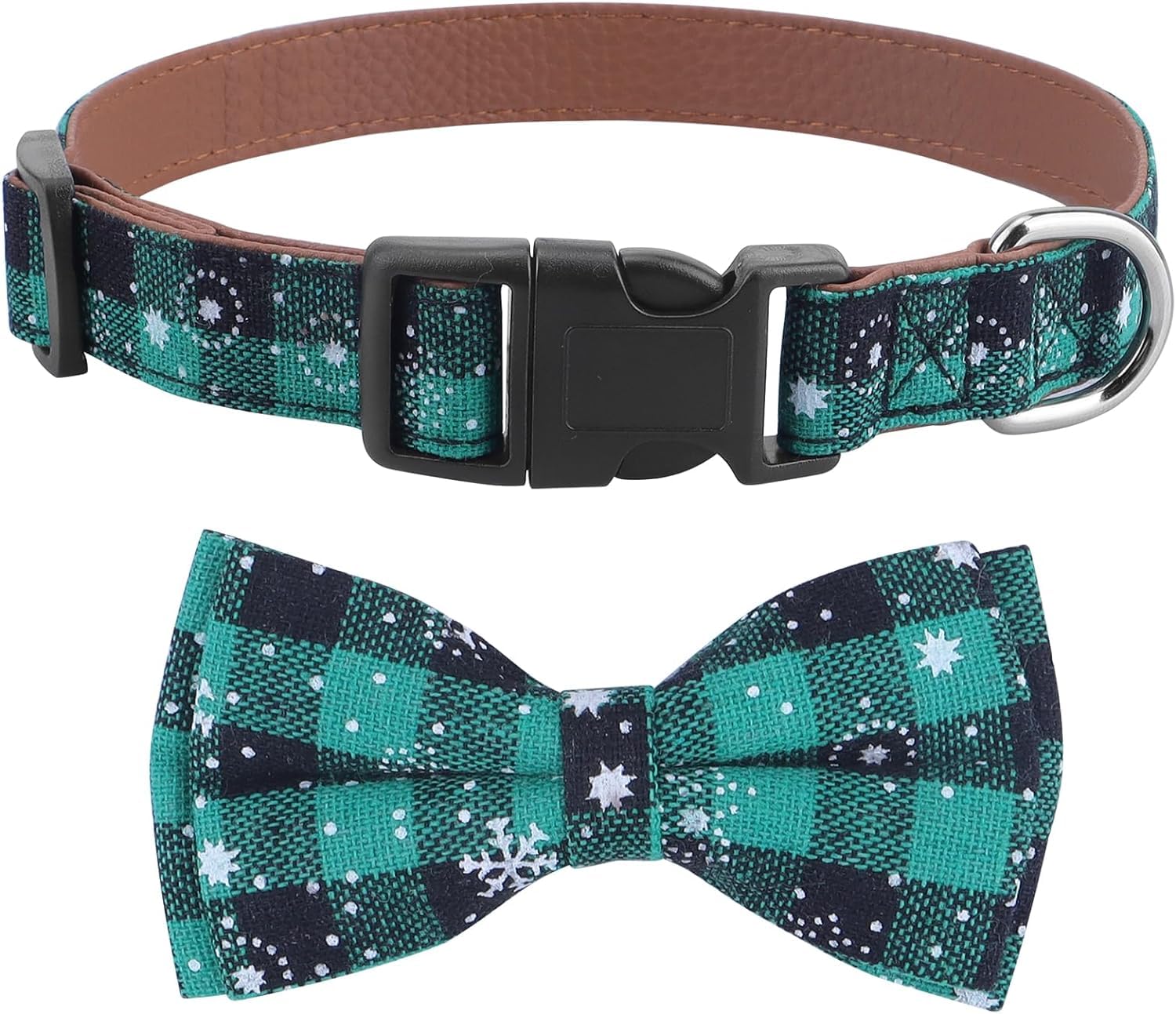 Collare Natalizio per cane, con Papillon Cane Staccabile, Confortevole collare regolabile per cani, Per Cani di Taglia Piccola Media Grande, Matrimonio, Compleanno, Vacanze Natalizio (L, Rosso+verde)