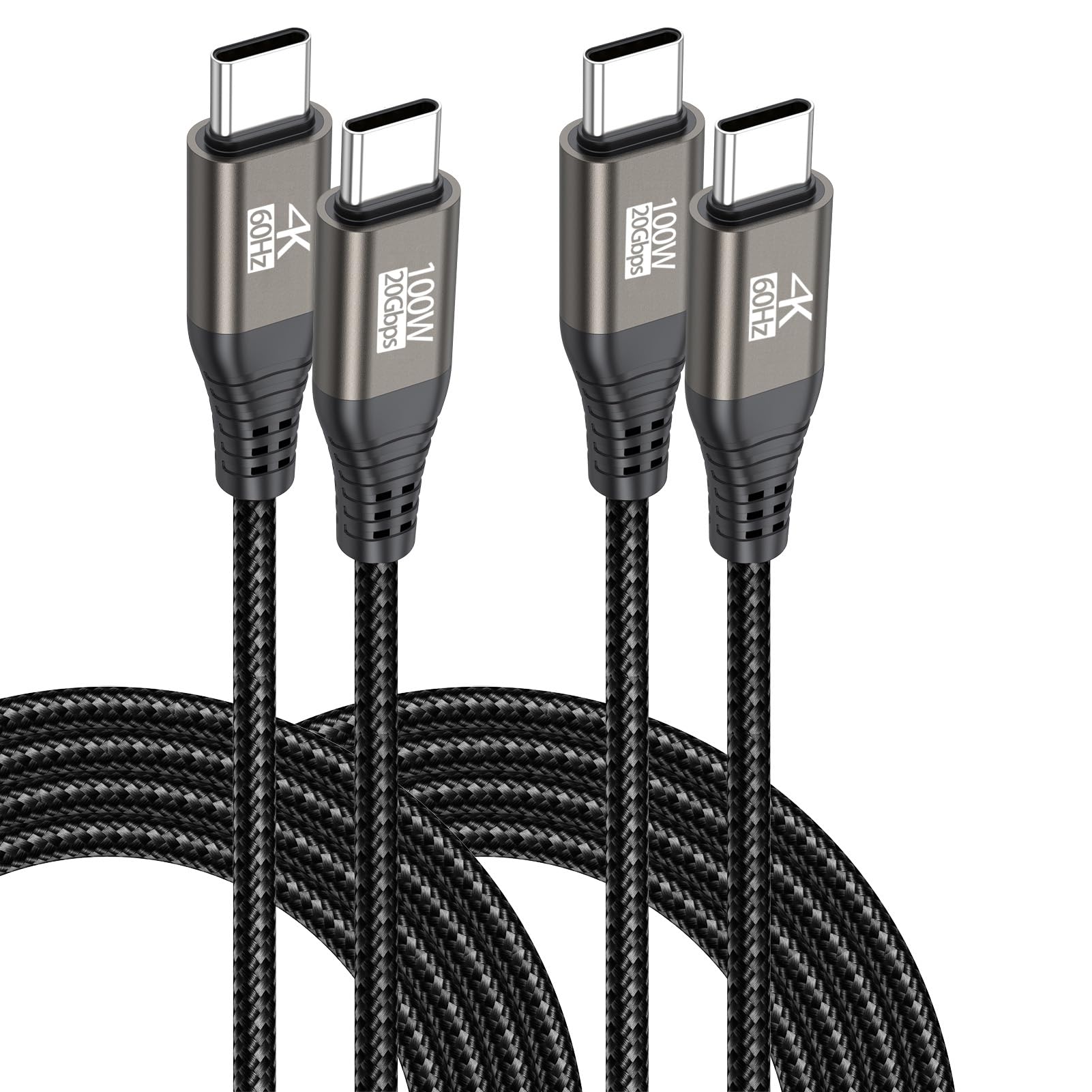 USB C Portable Monitor Cable 6FT 2-Pack, USB 3.2 Gen 2x2 Cable Support Data Transfer 20Gbps, Fast Charging 100W, 5K,4K@144Hz Video for VR,Phone,Laptop