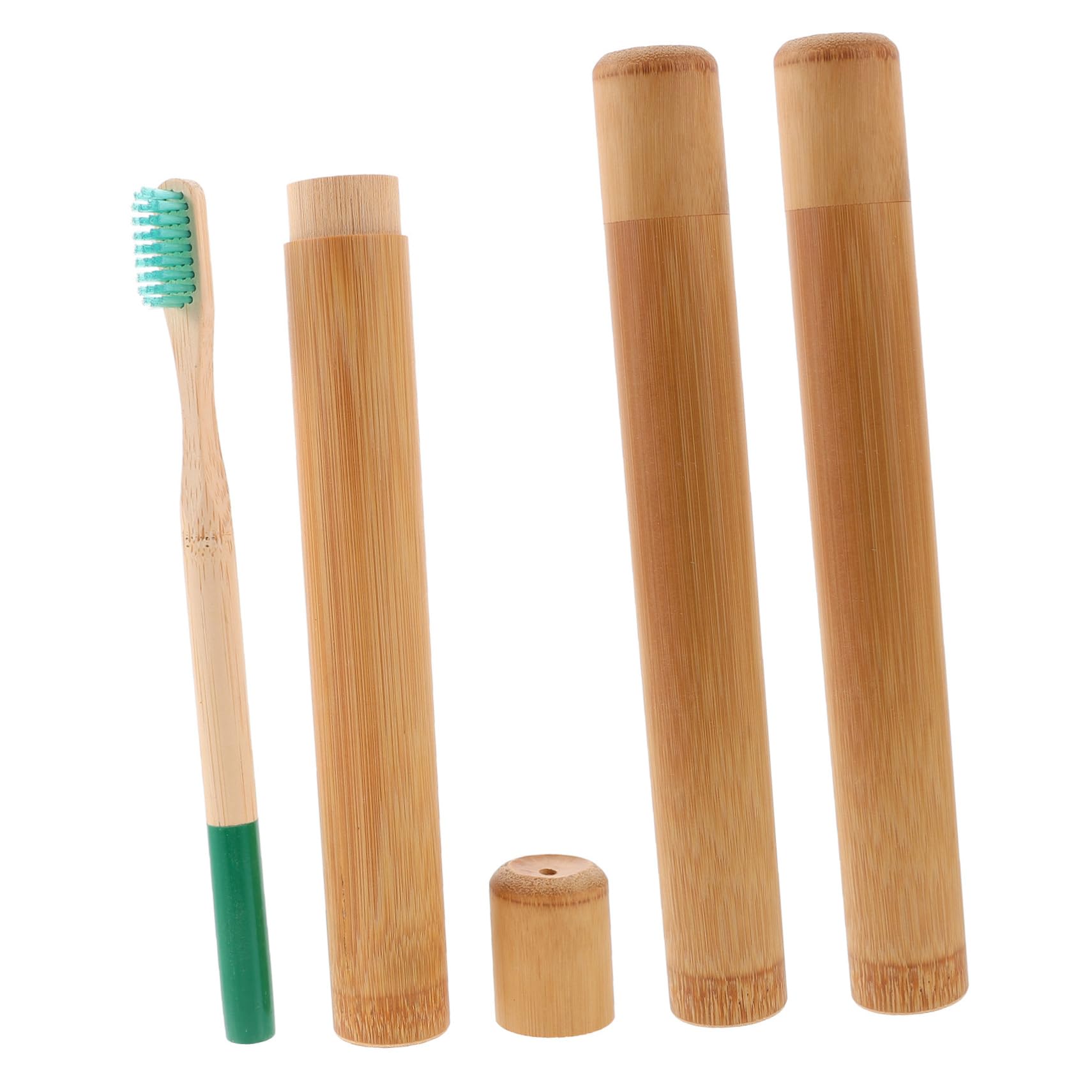 FRCOLOR Spazzolino Denti in Bambù Spazzolini Viaggio Custodia in Bambù Impugnatura Ergonomica