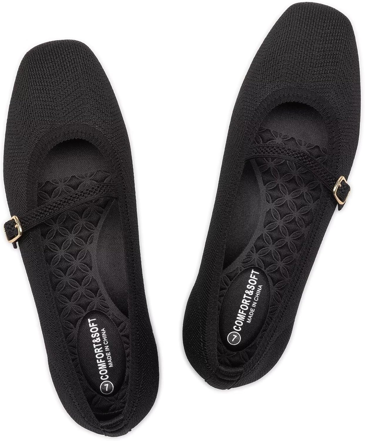 Frank Mully Mary Jane Women Flat Shoes Slip on Square-Toe Washable Shoes Comfortable for Dressy and Work with Ankle Strap