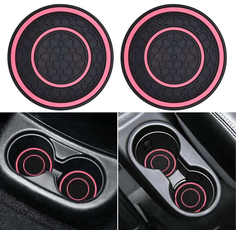 Porta-Copos para Carro Auprite em Silicone Antiderrapante Rosa, Encaixe Amplo, 2 Unidades