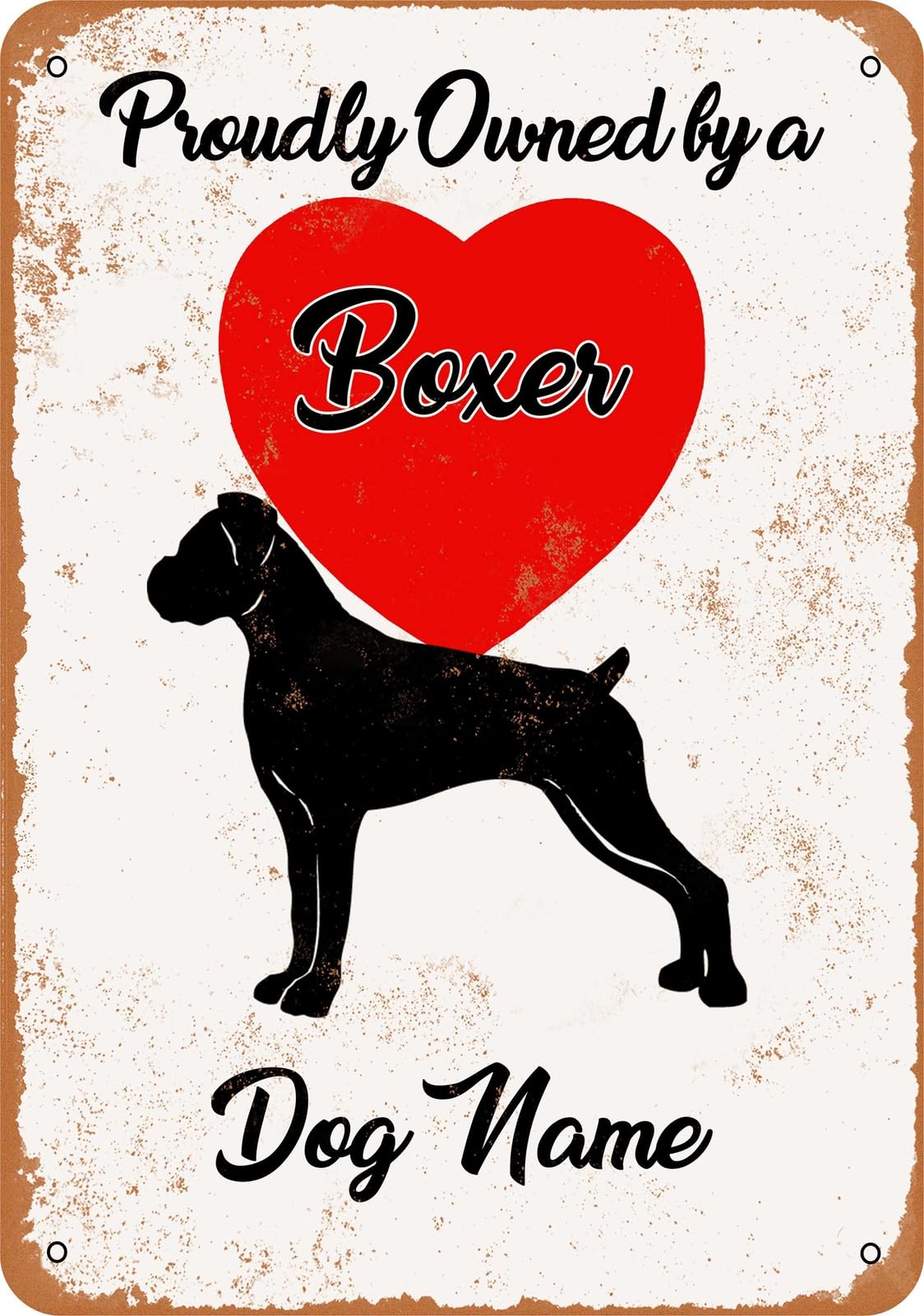Metal Sign - CUSTOM DOG NAME - Boxer 3 - Vintage Look home decor