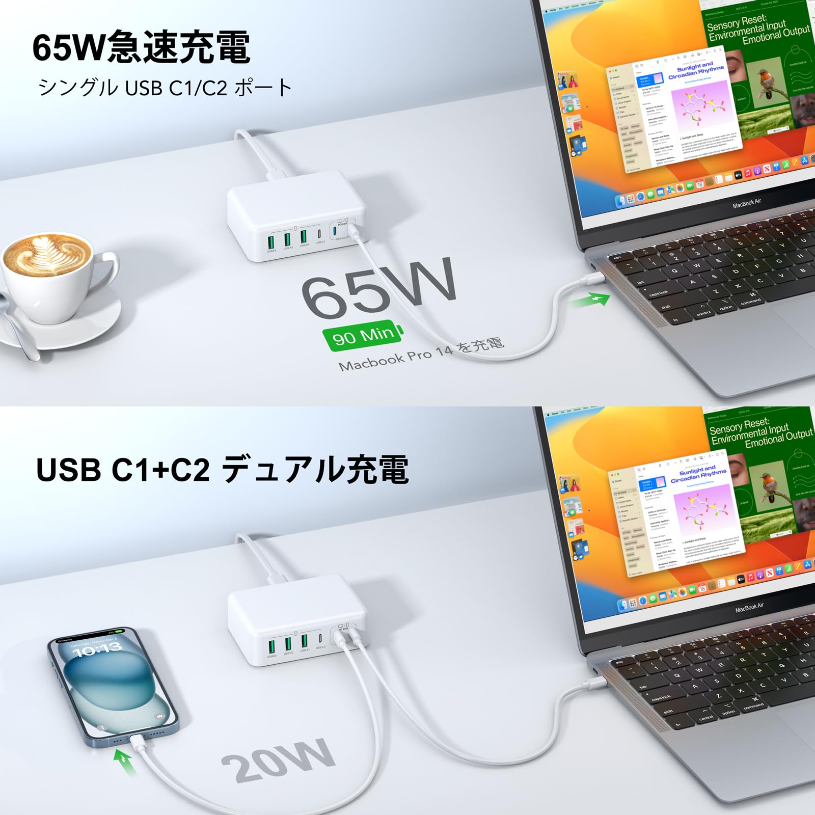 Amazon | 165W 急速充電器 6ポート USB MacBook 充電器 超軽量 MAC