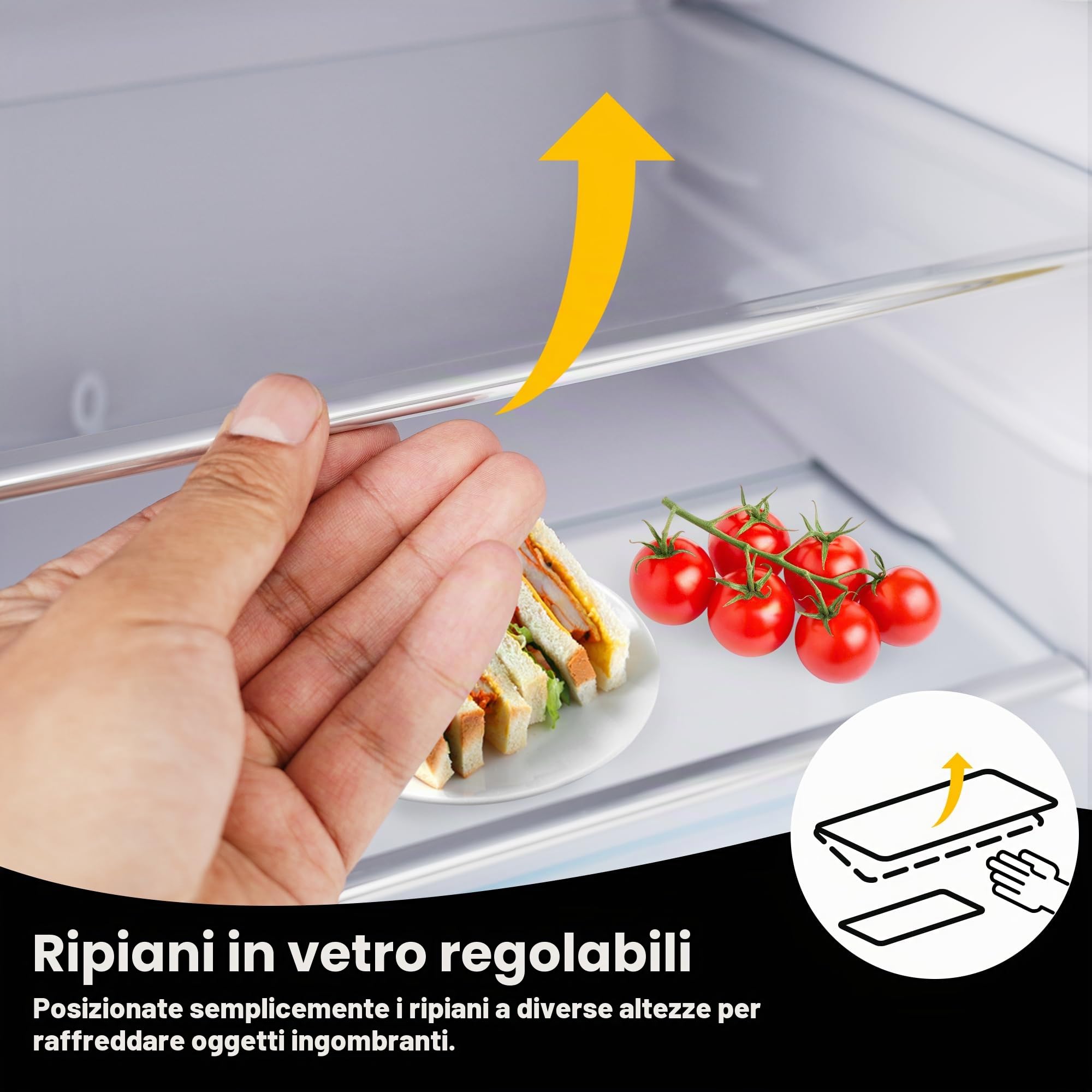 Merax Frigorifero Retrò, Volume di 72 Litri e 21 Litri di Congelatore, Illuminazione LED, 120 kWh/Anno, Disponibile in Giallo [Classe Energetica E]