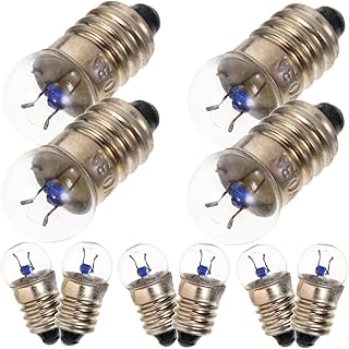 SEWOART 10pcs Fake Light Bulb Flood Light Lamps Small Electric Bead Light Bulb Test Light Bulb Miniature Screw in Light Bulb White Candle Tiny Light Bulb Replacement Parts Glass Student