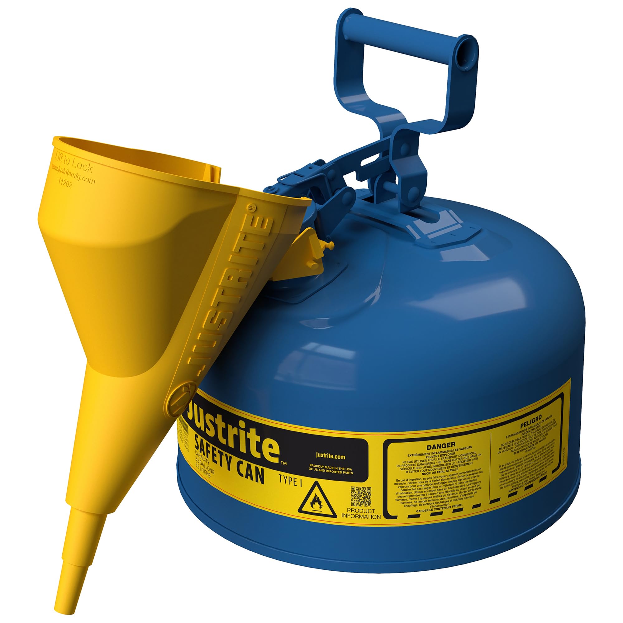 Justrite Type I Gasoline Safety Can, Red Galvanized Steel, Made in the USA — Amazon image 12