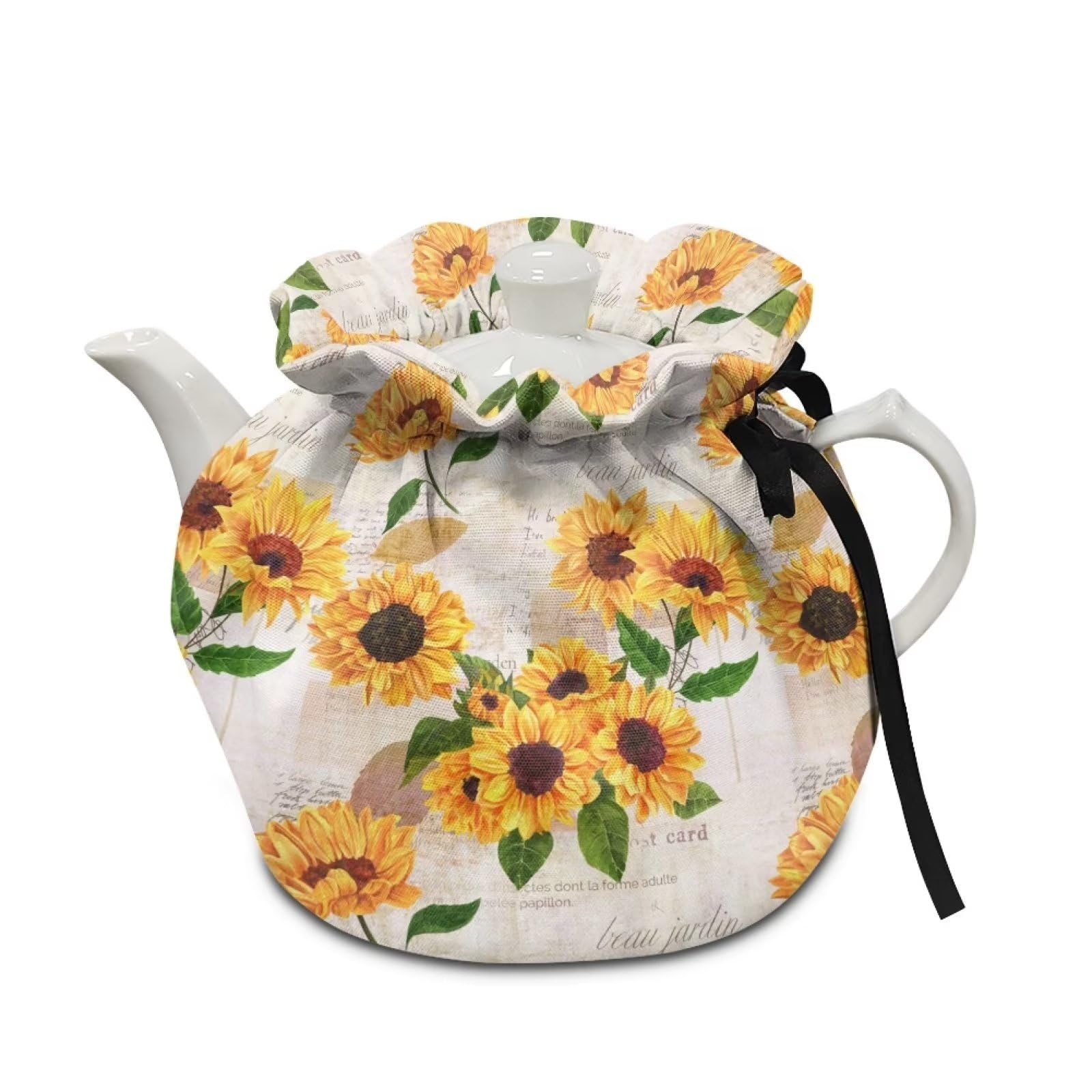 NETILGEN Tea Cover Tea Pots Cozy Tea Cozies Home Kitchen Decor Creative Teapot Dust Cover Insulated Keep Warm Tea Kettle Quilt, Sunflower Retro