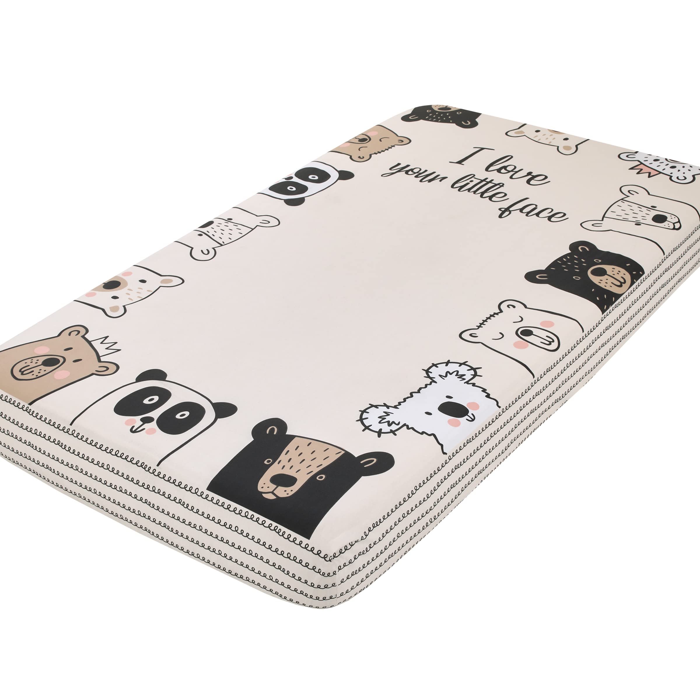 Drap-Housse Berceau 100% Coton Supérieur NoJo Blanc Motif Oursons