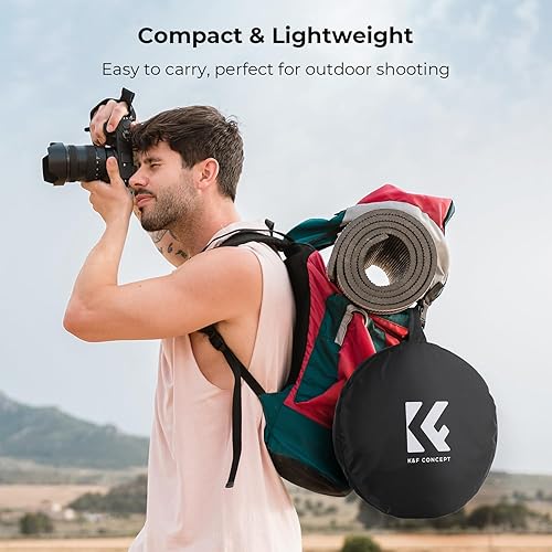Miniatura 5 de K&F Concept Reflector de luz 5 en 1 32 "(80 cm) Difusor de fotografía plegable portátil para estudio e iluminación al aire libre Oro Plata Blanco