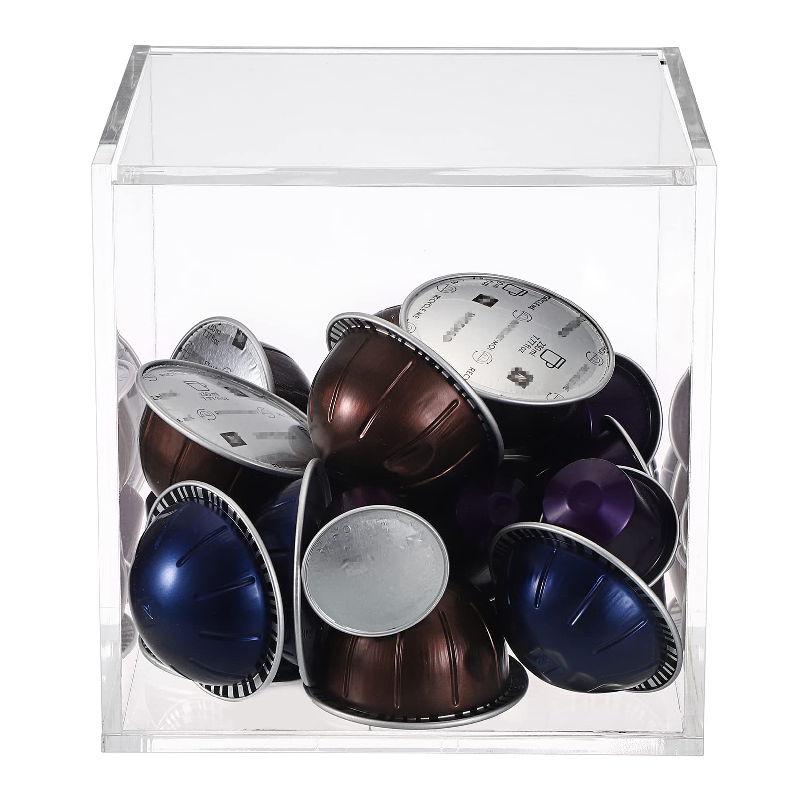 IGNPION Caja de almacenamiento de cápsulas de café acrílicas, soporte de almacenamiento compatible con todas las cápsulas de café y cápsulas, recipientes de almacenamiento de acrílico con tapa (15CM)