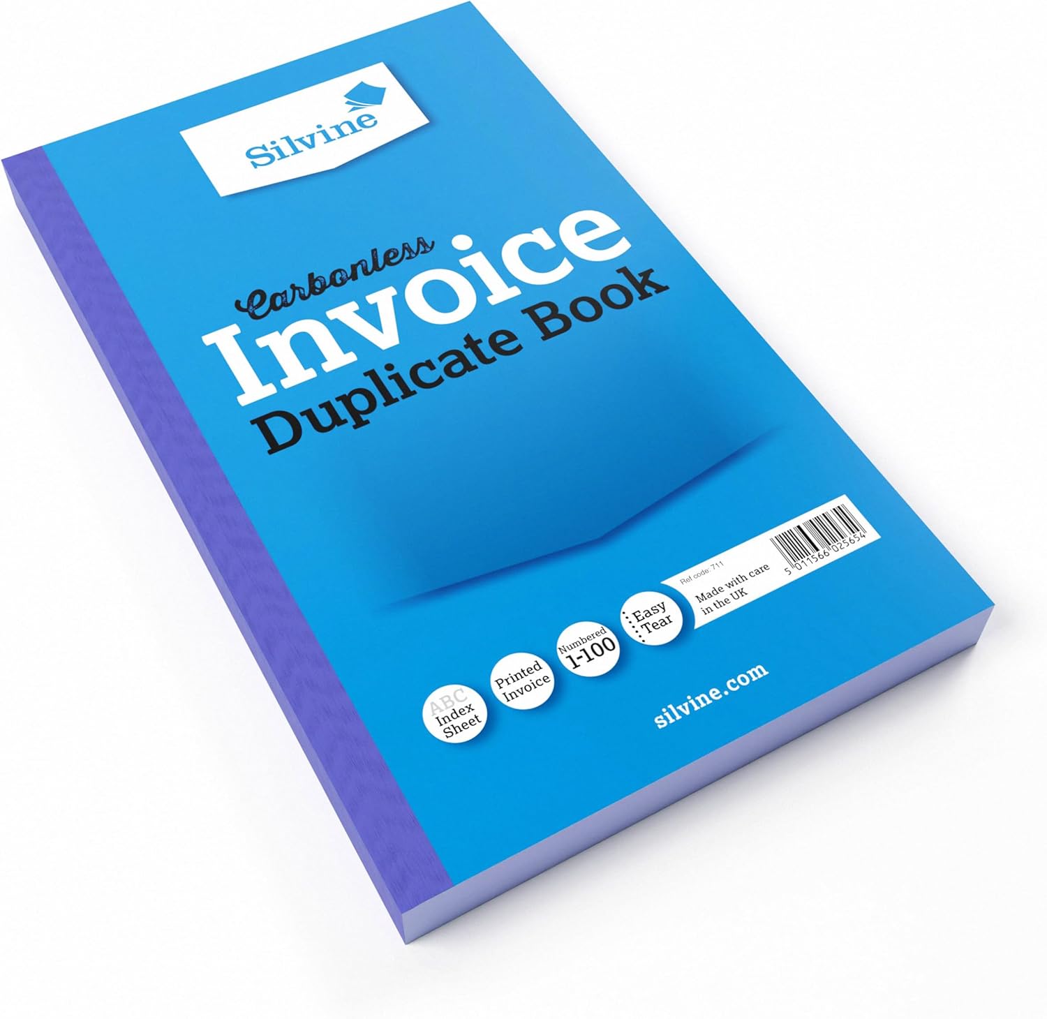 Silvine Carbonless Duplicate Invoice Book - Numbered 1-100 with Index Sheet (211.5 x 125.5mm) [Pack of 6]