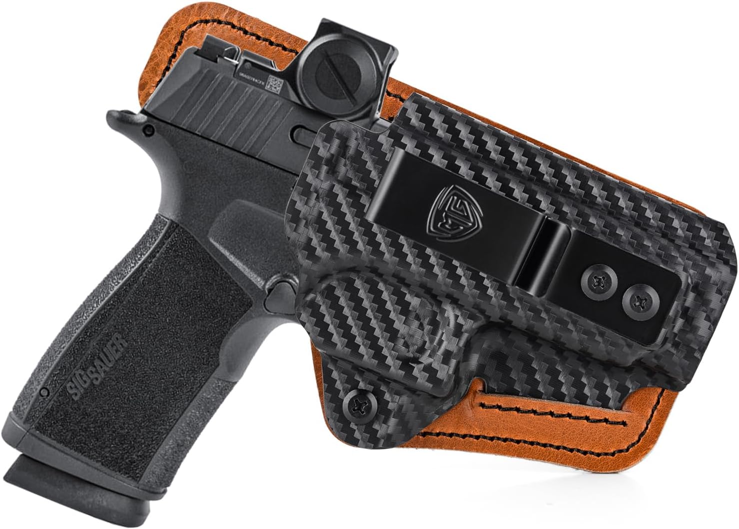 P365 X Macro Holster with Comfort Foam Pad, IWB Kydex and Leather Hybrid Holster for 9mm Sig Sauer P365 X Macro Pistol - Red Dot Optic Cut - Appendix Carry Holster for Inside Waistband Concealed Carry