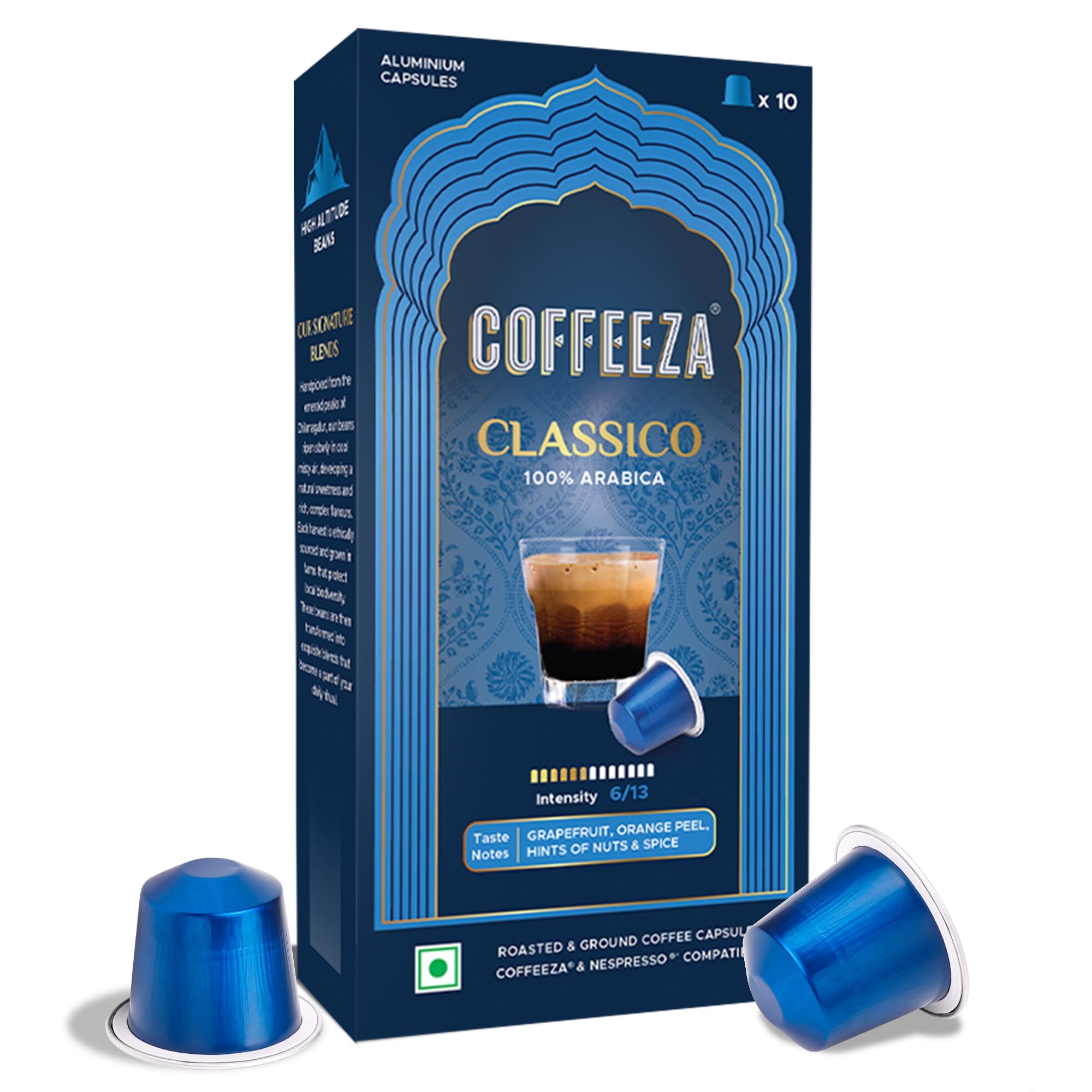 Classico Aluminium Coffee Capsules, Intensity - 6 |100% Arabica | Original Line Compatible Coffee Pods | Box of 1 (10 Capsules)