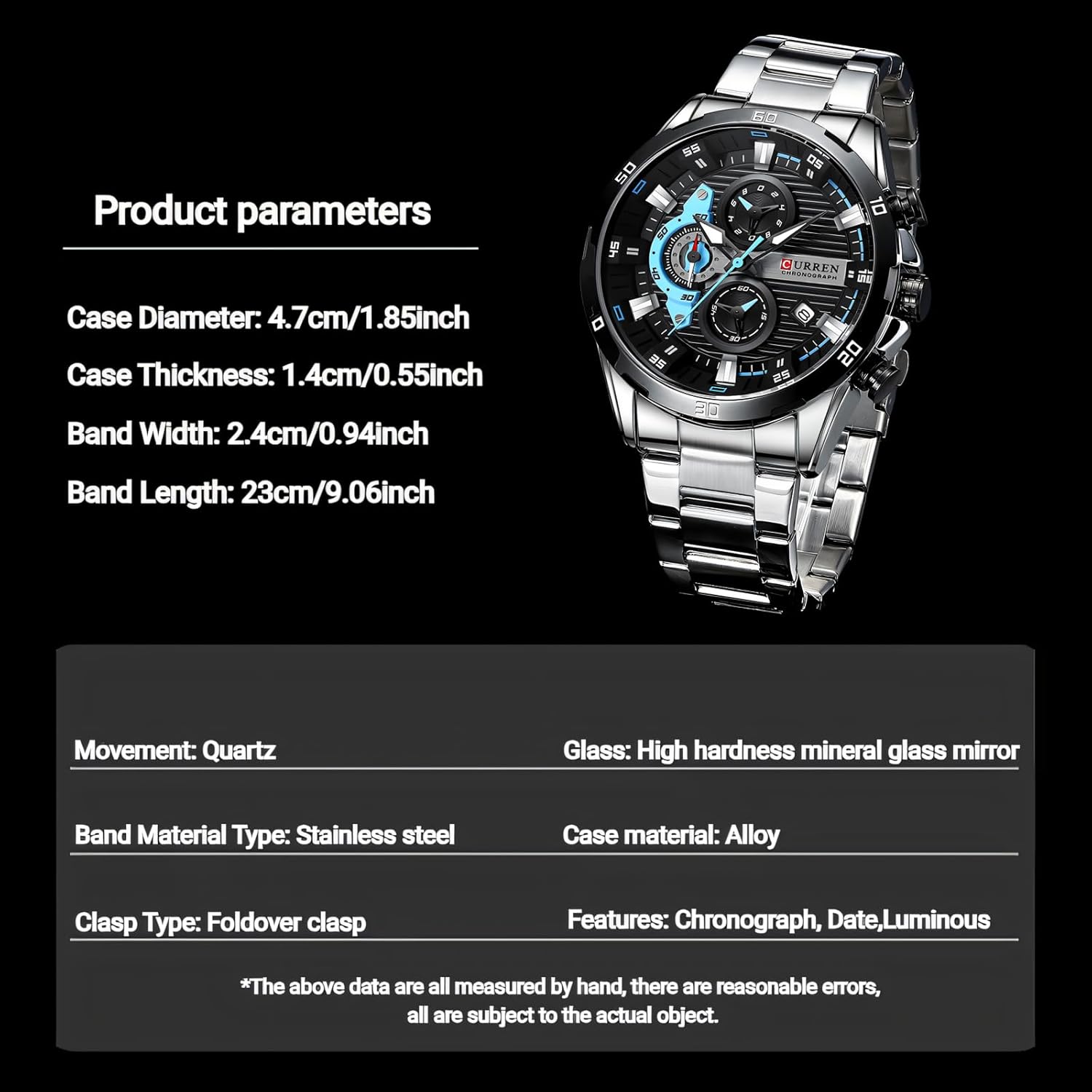 Men Watch Business Quartz Watches 6-Hand Chronograph Waterproof Date Luminous Man Simple Fashion Wristwatch Clock - Image 6