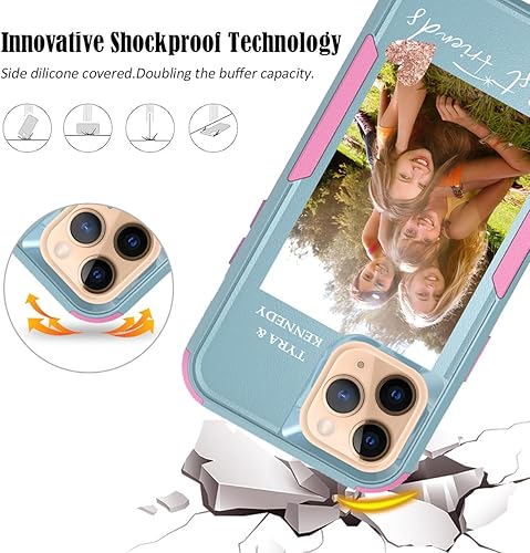 Vista 148 de Funda de fotos personalizada para Apple iPhone 11 Pro Max, patrón de collage a cuadros, personalizado para hacer imágenes en gruesa 3 híbrida Rosa