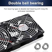 Vista 6 de Wathai Ventilador de computadora de gran flujo de aire 2 x 120 mm 240 mm con enchufe de CA, ventilador de gabinete 110 V 240 V CA, fuente