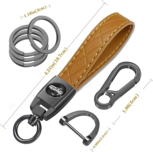 Miniatura 2 de Idakekiy Llavero de cuero de microfibra con 4 llaveros giratorio de 360 grados, organizador universal para llavero