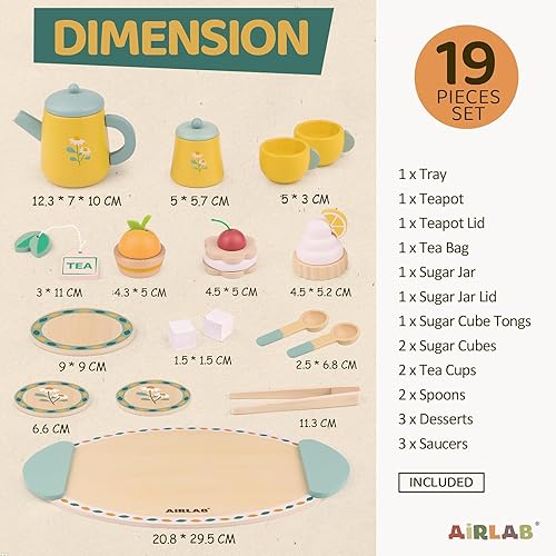 Miniatura 2 de Juegos de té para niños pequeños de 3 a 5 años, regalo de cumpleaños de 3 años, fiesta de princesa, juegos de juguetes de madera para niños,