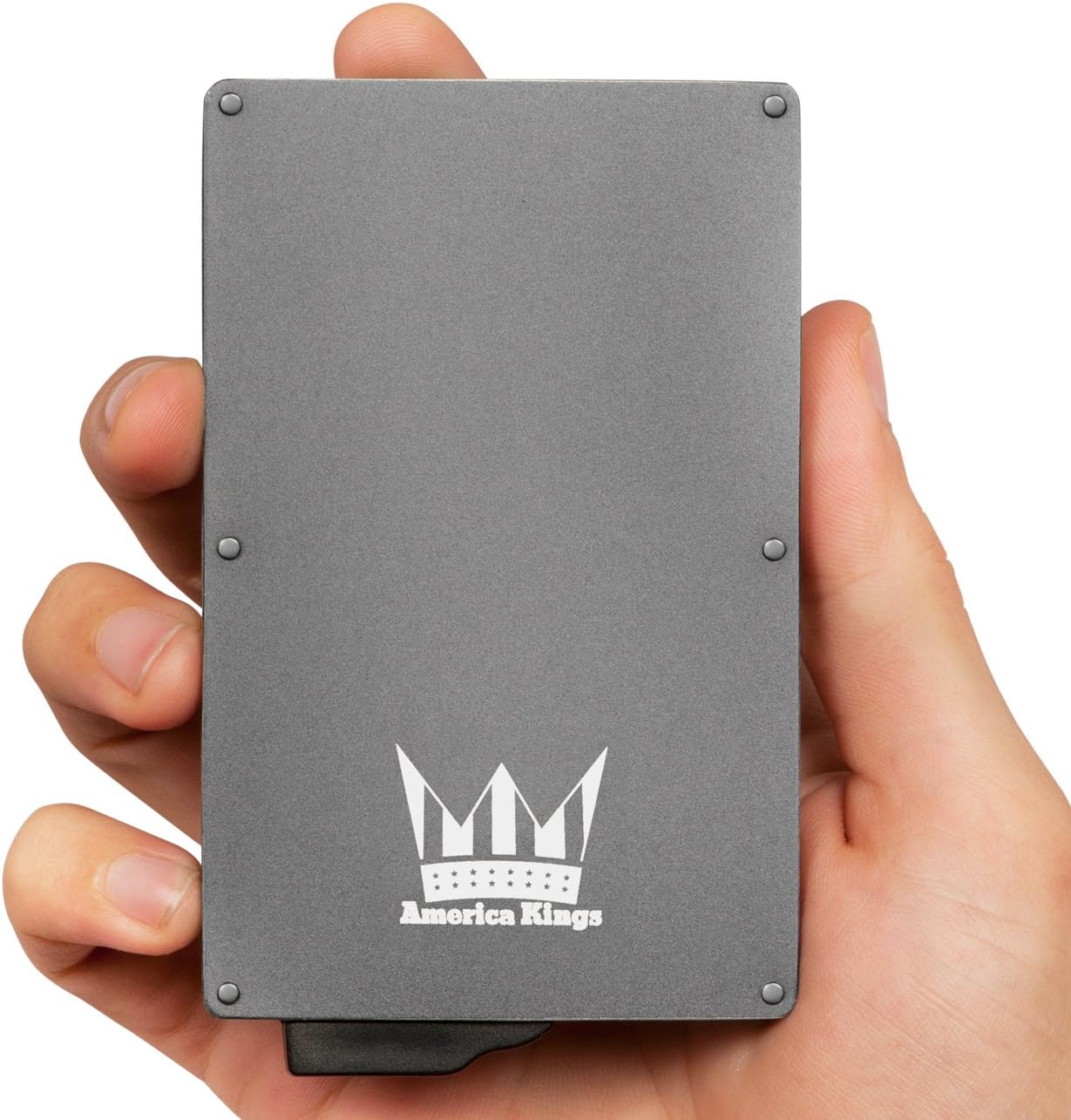 RFID Blocking Credit Card Holder By America Kings, Aluminum Slim Wallet, Credit Card Holder for All Kind Of Cards, With One Click All 6 Cards Slide Out, Nice Fathers Day Gift, (Space Gray)