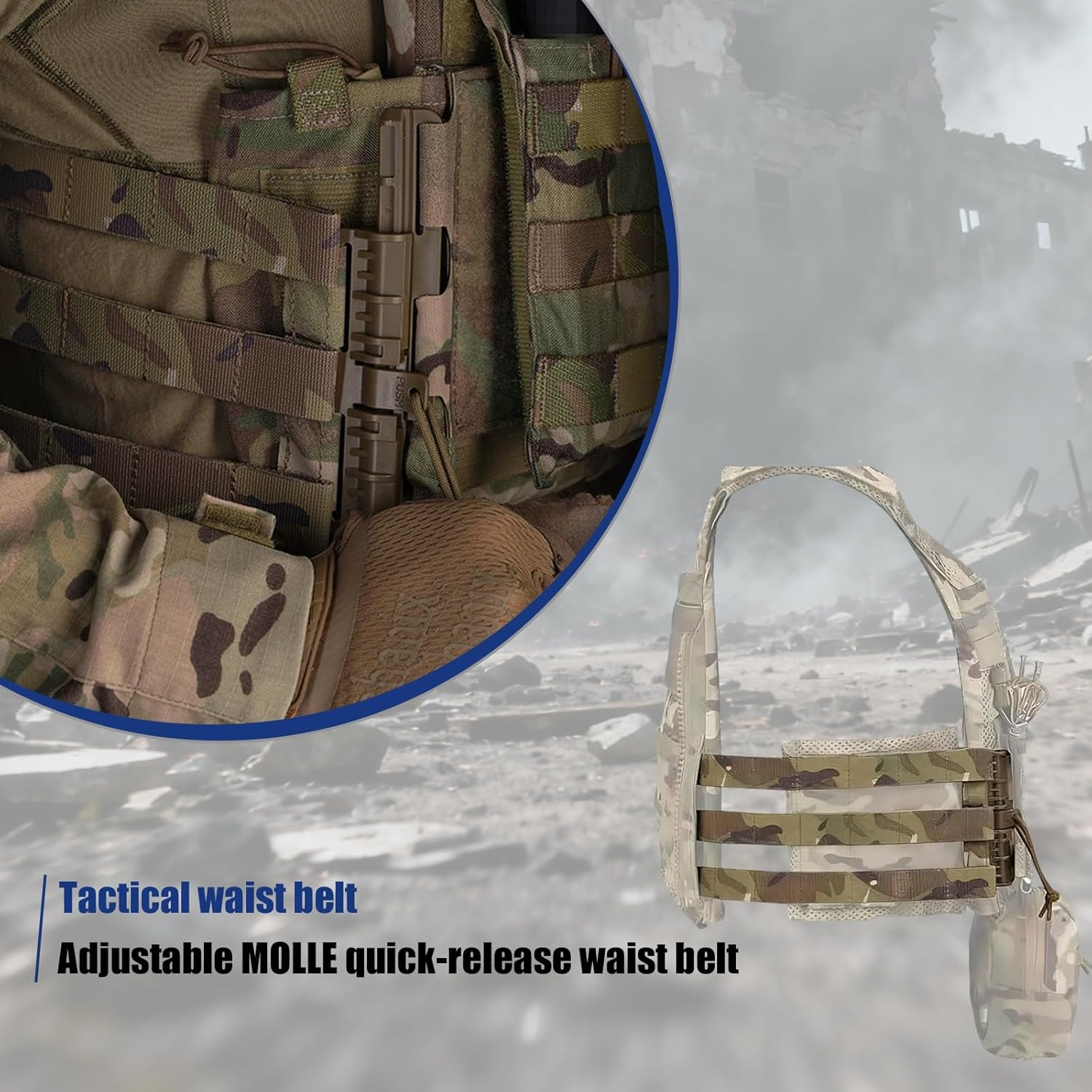 Tactical Skeletal Cummerbund Upgarde Kit, 3 Band MOLLE Quick Release Buckle Set for J.PC 420 419 X.PC(Green)