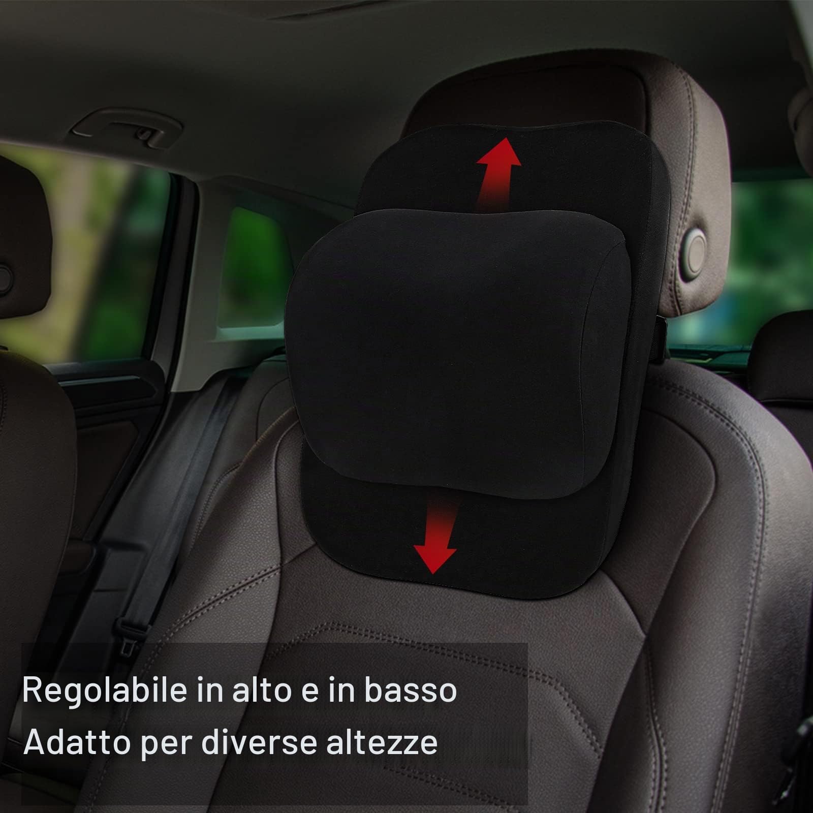 ZATOOTO Regolabile Cuscino Poggiatesta Auto, Cuscino Memory Foam Cervicale per Sedile Auto Guidatore, Confortevoli e Traspiranti (Nero)