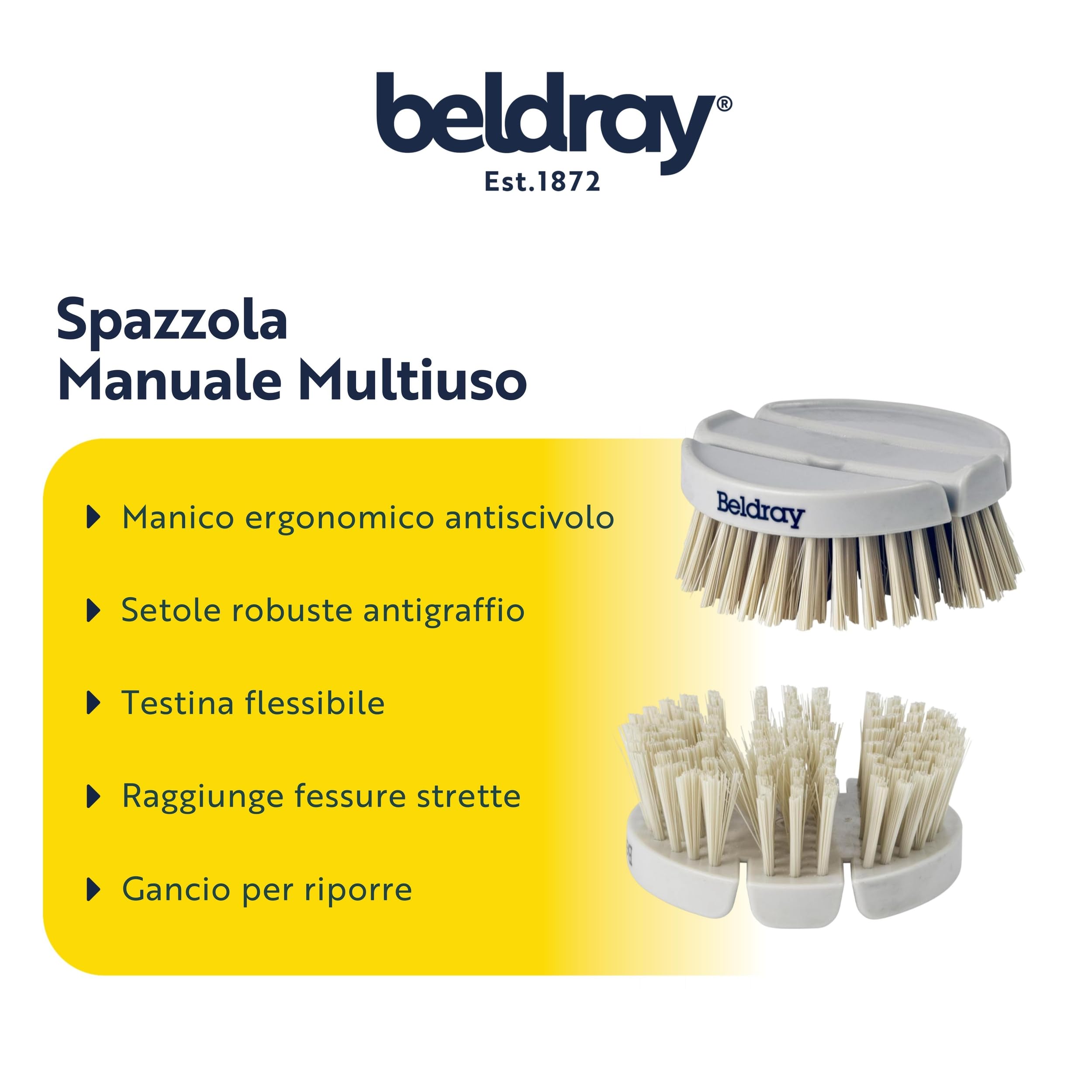 Beldray LA034009FEU7 Spazzola 2 In 1 Per Pulizia Profonda - Con Tergivetro, Manico Estensibile, Paraurti In Gomma