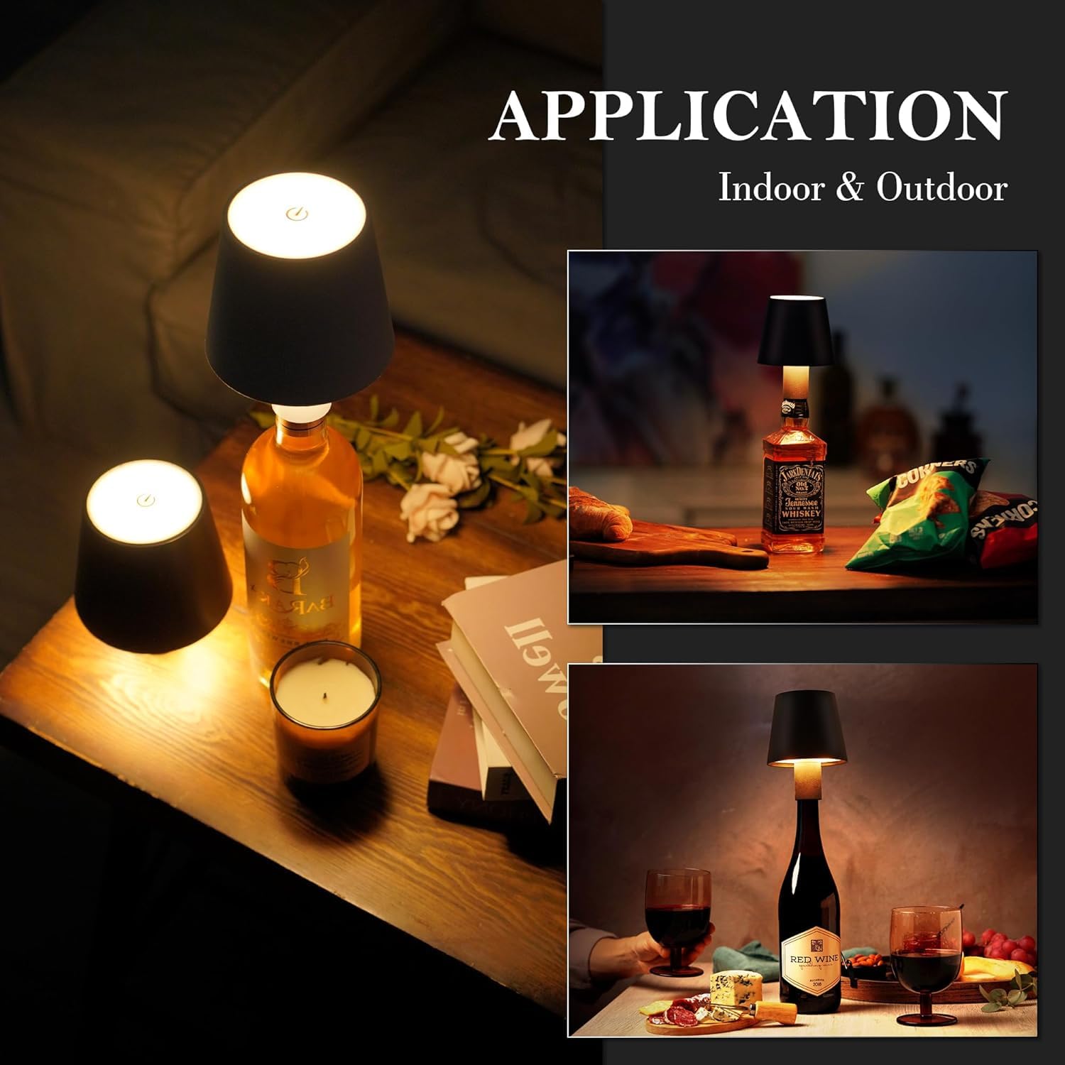 Lampada per Bottiglia Ricaricabile, Wireless Bottle Lamp 16 Colori RGB Dimmerabile Controllo Touch Tappo Bottiglia LED, Portalampada per Bottiglia Senza Fili per Ristoranti E Bar Interni Ed Esterni