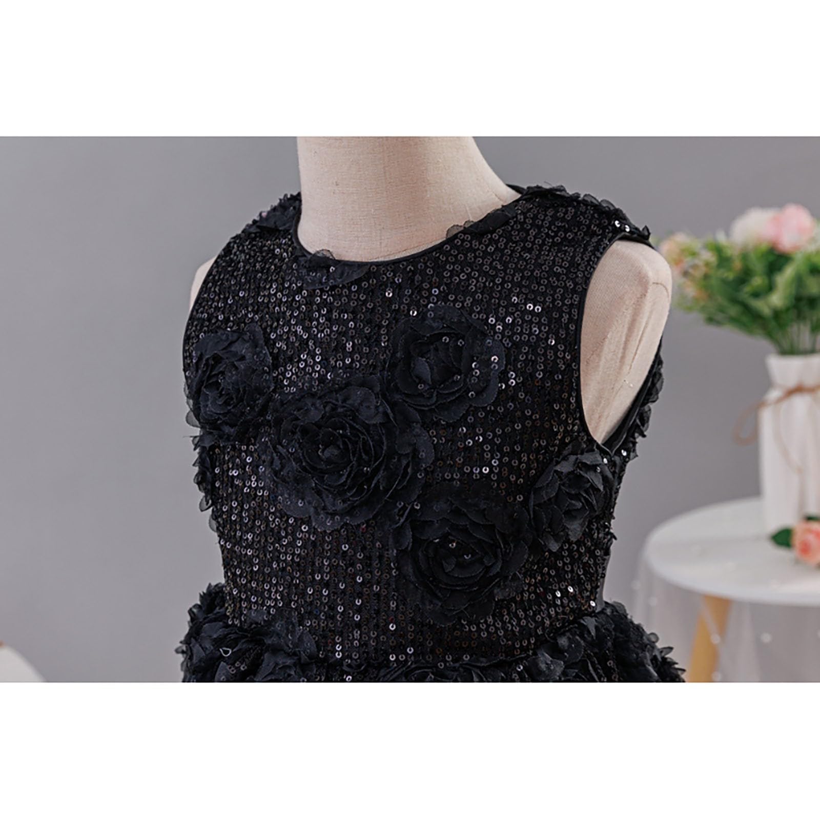 Elegante abito da sera da ragazza, rosa, con paillettes, gonna per bambini, in tulle bianco, gonna con glitter