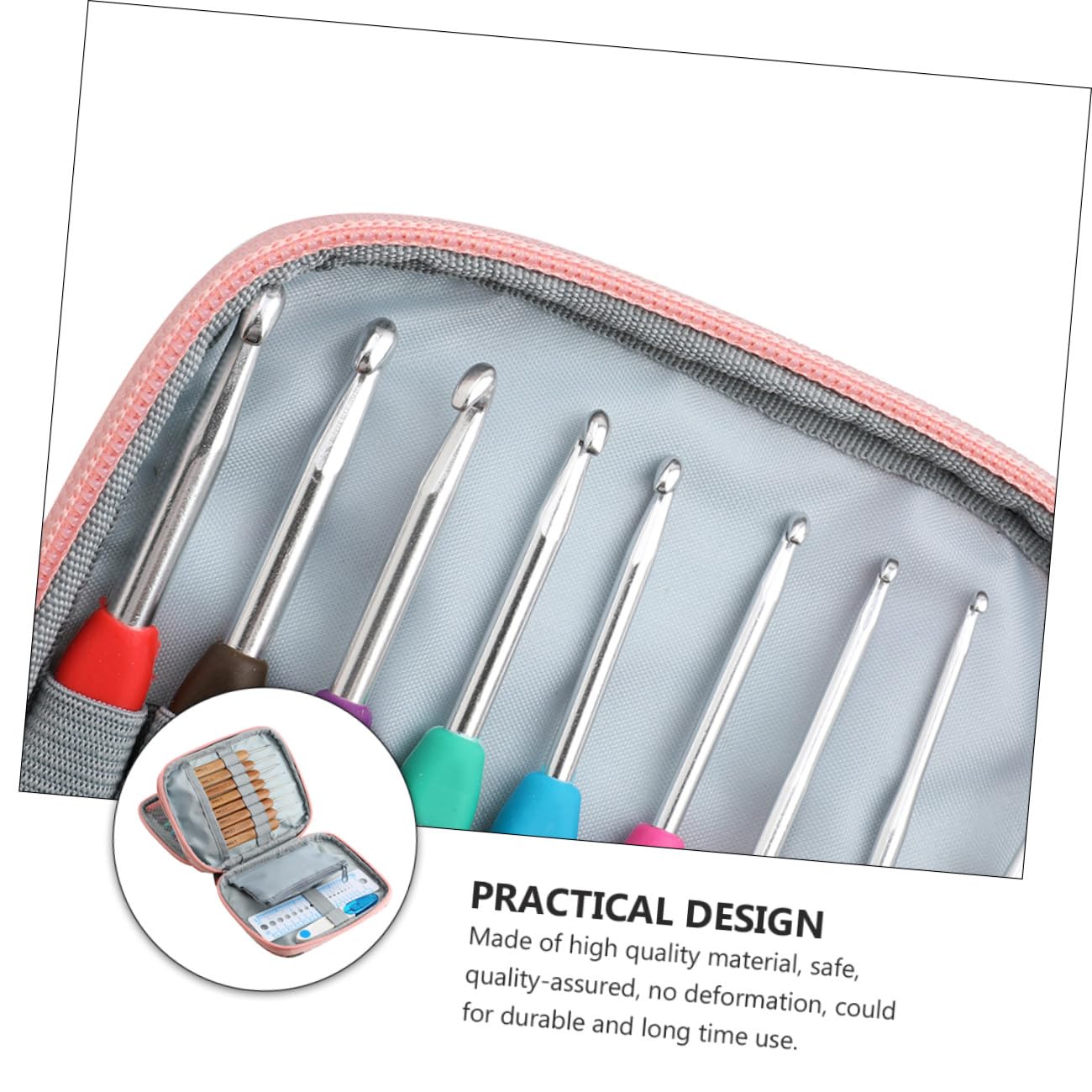 BELLIFFY Set Uncinetto in Acciaio Inossidabile Tpr Manico Morbido Kit per Lavorare a Uncinetto con Borsa per Principianti e Casalinghe