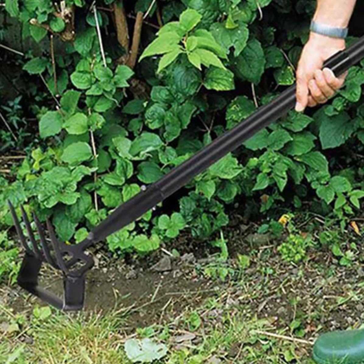 Rastrillo de Mano Azada de Jardín Pequeña de Acero Inoxidable Negro | Ligero y Portátil, para Excavar Zanjas y Plantar, Herramienta Multifuncional para Huerto y Labores de Jardín